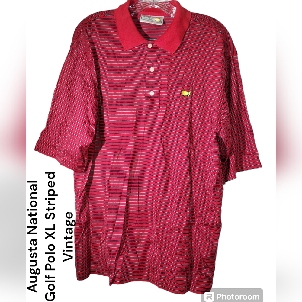 Vtg Golf Augusta National Shop Polo Striped XL red US Masters